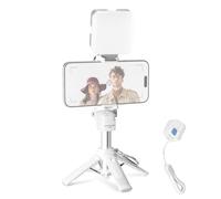 NEEWER Mini trépied pour téléphone, Perche à Selfie légère et Pliable, Support de Bureau avec télécommande et Griffe Porte-Accessoires, Compatible avec iPhone, Android et Samsung, PA986 Blanc