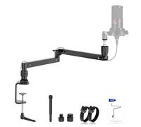 NEEWER MST002 Support de bureau à profil bas avec amortissement, bras articulés pivotants à 360 ° avec poteau de hauteur et canaux de gestion des câbles pour microphone, baladodiffusion