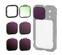NEEWER ND Filter Set uniquement pour PA143/PA144 Phone Cage, densité neutre ND8/16/32/64 + Black Diffusion 1/4 + plaque arrière magnétique, kit de filtre compatible avec iPhone 17 Pro/17 Pro Max, noir