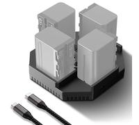 NEEWER NP-F970 Chargeur à 4 Canaux pour NP-F550 NP-F750 Caméscope Caméra Batterie, Chargeur de Batterie NPF à Charge Rapide PD 100W avec Écran OLED &100W Câble de Charge Rapide USB C à USB C, NW-F4