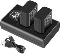 NEEWER NP-FW50 Chargeur de Batterie Compatible avec Sony ZV-E10,A7,A7R,A7RII,A7II,A7SII,A7S,a6300,a6400,a6500,RX10 Series Caméra(Pack de 2 Batteries,Double Entrée Micro USB et Type-C Chargeur)
