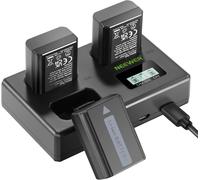 NEEWER NP-FW50 Lot de 3 Batteries et Chargeur de Rechange 1100 mAh NP-FW50 et Chargeur USB à Triple Emplacement Compatible avec Sony ZV-E10 A7 A7R A7RII A7II A7SII A7S A7RII A6300 A6400 A6500 RX10