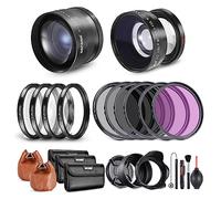 NEEWER Objectif 52 mm et Ensemble de filtres : Grand Angle/téléobjectif 2,2X supplémentaire pour Objectif APS-C 18 mm-85 mm, (+1+2+4+10) Filtres Gros Plan Macro/ND/UV/CPL/FLD pour Objectif d'appareil