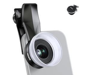 NEEWER Objectif Macro 10X avec Clip d'Objectif de Téléphone Fileté de 17mm & Pare-Soleil Diffuseur Amovible,pour Cage Filetée de 17mm/étui/Pince Téléphone/Plaque Arrière,LS-28 Pro