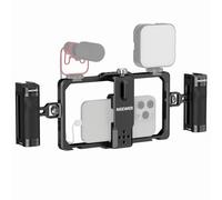 NEEWER PA009E Cage de téléphone universelle avec déclencheur Bluetooth Poignée latérale Poignées confortables Stabilisateur de téléphone portable pour vidéo Cage de téléphone compatible avec iPhone 15