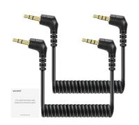 NEEWER Pack de 2 Câble Auxiliaire,Câble Spiralé 3,5mm TRS Mâle vers TRRS Mâle Compatible avec DJI Mic Rode sans Fil GO II Hollyland Lark CM28 CM31 Microphone iPhone iPad Android Tablettes(LM18)