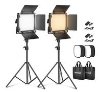 NEEWER Pack 2 Lampes Vidéo Bicolores 660 Panneau LED et Support: 3200-5600K CRI 96+ Lumière Variable, U Support et Porte d'Entrée, 190cm Support Éclairage, Diffuseur Softbox de Photographie en Studio