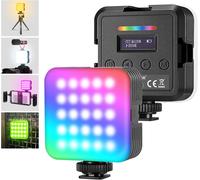 NEEWER Pack de 2 Lampes Vidéo Magnétiques RGB 360° Pleine Couleur RGB61 LED pour Caméra avec 3 Support Griffe Froide/CRI 97+/20 Mode Scène/2500K-8500K/2000mAh Rechargeable Portable Éclairage Selfie