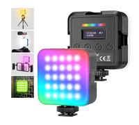 NEEWER Pack de 2 Lampes Vidéo Magnétiques RGB 360° Pleine Couleur RGB61 LED pour Caméra avec 3 Support Griffe Froide/CRI 97+/20 Mode Scène/2500K-8500K/2000mAh Rechargeable Portable Éclairage Selfie