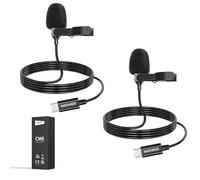 NEEWER Pack de 2 Mini Microphones Lavalier USB C Compatibles avec iPhone 16 15 Pro Max Téléphone Android Tablette PC, Micro Cravate Omnidirectionnel à Condensateur avec Pince et Câble 2m/6,6ft
