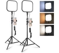 NEEWER Pack de 2 Panneau Lumineux LED Vidéo 15W 27 4cm(10.8"") avec Trépieds et Supports de Téléphone de 160cm Éclairage de Studio Bicolore à Intensité Variable 816 lux CRI95+ pour Photographie L220