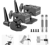 NEEWER Pack de 2 Super Clamps avec Goujon de 5/8"",Verrouillage à Ressort,Poignée Mâchoire 2,4"",Clamp Serrage en Crabe Robuste pour Tuyau Rond à Surface Plane,pour Montage d'éclairage,Charge 15kg,UA0