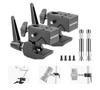 NEEWER Pack de 2 Super Clamps avec Goujon de 5/8",Verrouillage à Ressort,Poignée Mâchoire 2,4",Clamp Serrage en Crabe Robuste pour Tuyau Rond à Surface Plane,pour Montage d'éclairage,Charge 15kg,UA017