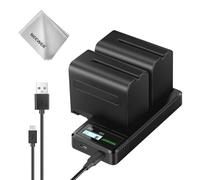 NEEWER Packs de 2 Batteries Rechange NP-F970 7800mAh avec Chargeur & Chiffon Nettoyage,Compatible avec Sony NP-F970 F960 F950 F770 F750 F570 F550 FX3 FX30 A7 Canon R5 Nikon Z8,pour Handycam LED Light