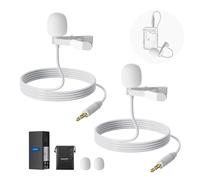 NEEWER Packs de 2 Microphones Cravate Compatibles avec Rode Wireless GO II 2 DJI émetteur de Micro sans Fil, Microphone à Condensateur Omnidirectionnel à Clip Filaire pour Youtube, CM5, Blanc