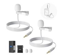 NEEWER Packs de 2 Microphones Cravate Compatibles avec Rode Wireless GO II 2 DJI émetteur de Micro sans Fil, Microphone à Condensateur Omnidirectionnel à Clip Filaire pour Youtube, CM5, Blanc
