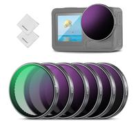 NEEWER Packs de 6 Filtres ND Compatible avec DJI Osmo Action 5 Pro/4/3,Densité Neutre ND8+ND16+ND32+ND64+ND256+CPL,Accessoire pour Objectif de Caméra d'action,Verre Optique HD Multicouche+Chiffon