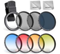 NEEWER Packs de 7 Filtres ND 52mm Compatibles avec iPhone, Clip on CPL + ND32 + Starlight + GND (Rouge/Orange/Jaune/Bleu) Kit d'Accessoires pour Objectif d'Appareil Photo de Téléphone