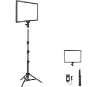 NEEWER Panneau d'éclairage vidéo LED 13"¿ kit d'éclairage de studio avec trépied¿ éclairage bicolore à intensité variable pour diffusion¿3200-5600K¿IRC97+¿2400 lux/0¿5m¿8000 mAh¿NL-192AI