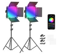 NEEWER Panneau LED 660, Pack de 2 Lampes réglables Depuis l'APP, Kit d'Eclairage Vidéo pour la Photographie,50W Dimmable Bi-Colore 3200K-5600K IRC97+