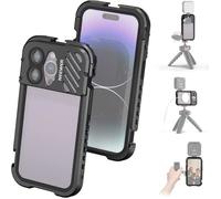 NEEWER Phone Cage for iPhone 14 Pro, Aluminum Alloy Smartphone Video Rig Phone Stabilizer with 2xCold Shoes & 10x1/4” Threads,