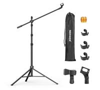NEEWER Pied de Micro sur Pied,Trépied avec Bras Articulé,Support et Boom Arm Réglable Robuste,2 Pinces de Fixation pour Microphone,3 Clips pour Câble,Sac de Transport,Adaptateur 3/8" vers 5/8",MS046