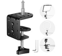 NEEWER Pince en C Robuste avec Colonne de Montage pour Support d'Eclairage, Pince de Bureau en Métal Réglable avec Vis 1/4 3/8 pour Eclairage Annulaire, Charge Maximale 44 lb/20kg, St-CCD1