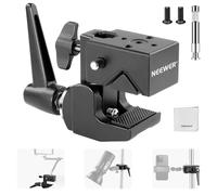 NEEWER Pince Super Robuste Charge Max 33lb/15kg, Pince Crabe 2,4" pour Perche Ronde Surface Plate avec Goujon 5/8"/Verrouillage à Ressort/Chiffon de Nettoyage pour Éclairage de Studio Photo, UA017