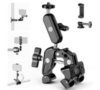 Neewer Super Pince & Bras Magique 3" Deux Rotules, Pince Téléphone Filetage 1/4“ 3/8” Fixation Cold Shoe, Support Téléphone, Adaptateur Action Cam Compatible avec GoPro DJI iPhone 16 15 Pro Max, ST88