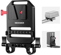 NEEWER Plaque de Batterie à Montage en V avec Deux Pinces à Tige de 15 mm,filetages 1/4" et 3/8",Plaque de Montage de Batterie en métal V Lock pour Cage de caméra,Compatible avec SmallRig(ST43)