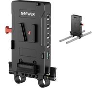 NEEWER Plaque de Batterie V Mount Plate avec Pince à Tige 15mm,Répartiteur d'alimentation PD 60W Type C&D Tap/DC15V Port,Compatible avec Fxlion Sony V Lock Pile,Compatible avec SmallRig,VB-A1
