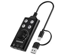 NEEWER PP07 Carte Son Externe USB C & USB A Vers Jack 3,5mm,Adaptateur Audio Portable avec Fonction Muet/Réduction du Bruit/Réglage du Volume & du Gain,Compatible avec Mac Windows PC iPhone,PS4 et PS5