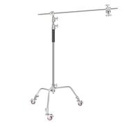 NEEWER Pro 100% Metal Type C Light Stand with Wheels, Adjustable Reflector Bracket Max Height 330cm with 120cm Arrow Arm and 3 Pulleys for Video Studio, Monolight etc.