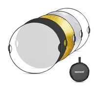 Neewer Réflecteur de lumière de 130 cm avec poignée et filetage 3/8", diffuseur de lumière pliable 5 en 1 translucide/argent/or/blanc/noir pour éclairage de photographie, éclairage extérieur, RF-130II