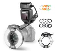 NEEWER RF1-C 76Ws Flash Annulaire Macro Compatible avec Canon Caméra,Puissance de Sortie 1-1/128,GN 15,5 600K,Synchronisation TTL en Rideau Avant/Arrière,avec Gels Colorés et Adaptateurs d'Objectif