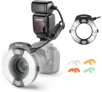 NEEWER RF1-C Marco Ring Flash pour Canon,76Ws 5600K E-TTL Ring Flash avec GN15,Sortie 1-1/128,Synchronisation Rideau Avant/Arrière,Gels Couleur,Anneaux Adaptateurs d'Objectif pour Gros Plan et Macro