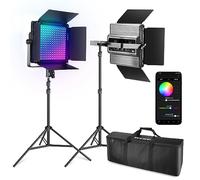 NEEWER RGB1200 Panneau d'Éclairage Vidéo LED RGB 360°, 2 Lampes Studio 60W, Kit Lumière Photo/Vidéo avec APP Contrôle/2,4G/Trépied Sac Transport, 22000Lux@0,5m/Réglage Précis 1% pour Zoom/Photographie