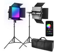 NEEWER RGB1200 Panneau d'Éclairage Vidéo LED RGB 360°, 2 Lampes Studio 60W, Kit Lumière Photo/Vidéo avec APP Contrôle/2,4G/Trépied Sac Transport, 22000Lux@0,5m/Réglage Précis 1% pour Zoom/Photographie
