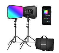 NEEWER RGB168 Panneau Lumineux vidéo LED RVB de 46,5 cm avec contrôle par Application, Lot de 2 trépieds, 60 W/360 ° Pleine couleur/2500~8500 K/CRI97+, Photographie en Studio/Enregistrement Youtube