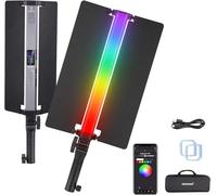 NEEWER RGB2 Baguette Lumineuse LED RGB+barndoor métal, poignée, contrôle Barre Tactile/Application/2,4G, Portable magnétique Rechargeable, lumière Tube pour vidéo/Photo dimmable, 2500K-10000K CRI98+