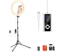 NEEWER RH12B Pro Anneau Lumineux Ring Light LED Haute Puissance 30W 30cm avec Trépied 180cm,Compatible IPhone,3 290 lux,éclairage CCRIulaire Bicolore pour Selfie,Vidéo,Maquillage,2900-7000K,CRI97+