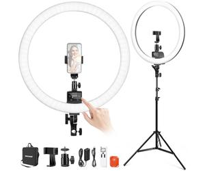 NEEWER Ring Light avec Trépied SRP18-2.4G, 18" Bicolore 3200-5600K Lumière Anneau Professionnel Gradateur 2.4G et Tactile, Commande Selfie Téléphone, éclairage Vidéo TikTok, Salons Lampe Esthetique