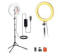 NEEWER Ring Light LED 10" 20W Forte Puissance pour Téléphone avec Pied 180cm, Bicolore 2900K-7000K, Entrée USB C PD, CRI97+ 1660LX/0,5m 12 Scènes pour Maquillage Streaming Appels Zoom TikTok, RH10B