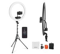 NEEWER RP18B Anneau lumineux professionnel de 45,7 cm avec trépied et support de téléphone compatible avec iPhone, 45 W 2900 K-7000 K, chiffon de nettoyage pour contrôle par application