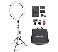 NEEWER RP20-B Anneau Lumineux LED 20" avec Support et Support de téléphone, 44 W 3200 K-5600 K avec Option Batterie/DC, Chargeur de Batterie USB pour Maquillage, Tatouage, Cils, Youtube, TikTok