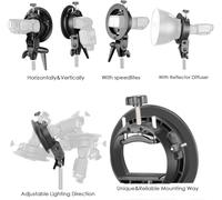 NEEWER S-type Support de Flash avec Bowens Monture pour Flash Snoot Softbox Boîte à Lumière Bol de Beauté Réflecteur Parapluie Dispositif de Studio