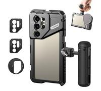 NEEWER S24 Ultra Stabilisateur de Cage de téléphone avec poignée latérale, Adaptateur de Filtre 67 mm, Plaque arrière d'objectif 17 mm, Adaptateur d'objectif à Monture en T, Support vidéo Compatible