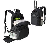 NEEWER Sac de Tennis pour Homme/Femme, Pouvant Contenir Jusqu'à 2 Raquettes, Sac à Dos Imperméable en PU 1000D pour Balles de Tennis, Pickleball, Racquetball, avec Compartiment à Chaussures, TB02B