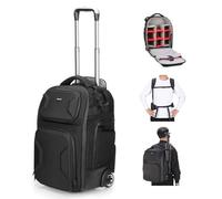 Neewer Sac Photo 2 en 1 à roulettes, Séparateurs Antichocs Amovibles, Poignée Rétractable, Housse Anti-Pluie, Sac à Dos Robuste, Appareil Photo Trépied Flash Objectif Ordinateur Portable, Noir, PB027