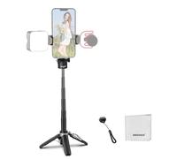 NEEWER Selfie Stick Trépied pour iPhone, Mini Trépied de Voyage Pliable et Léger à 360° avec Support pour Téléphone Portable, Griffe Froide pour Vidéo, Streaming Vlog, Déclencheur à Distance, P15 Noir